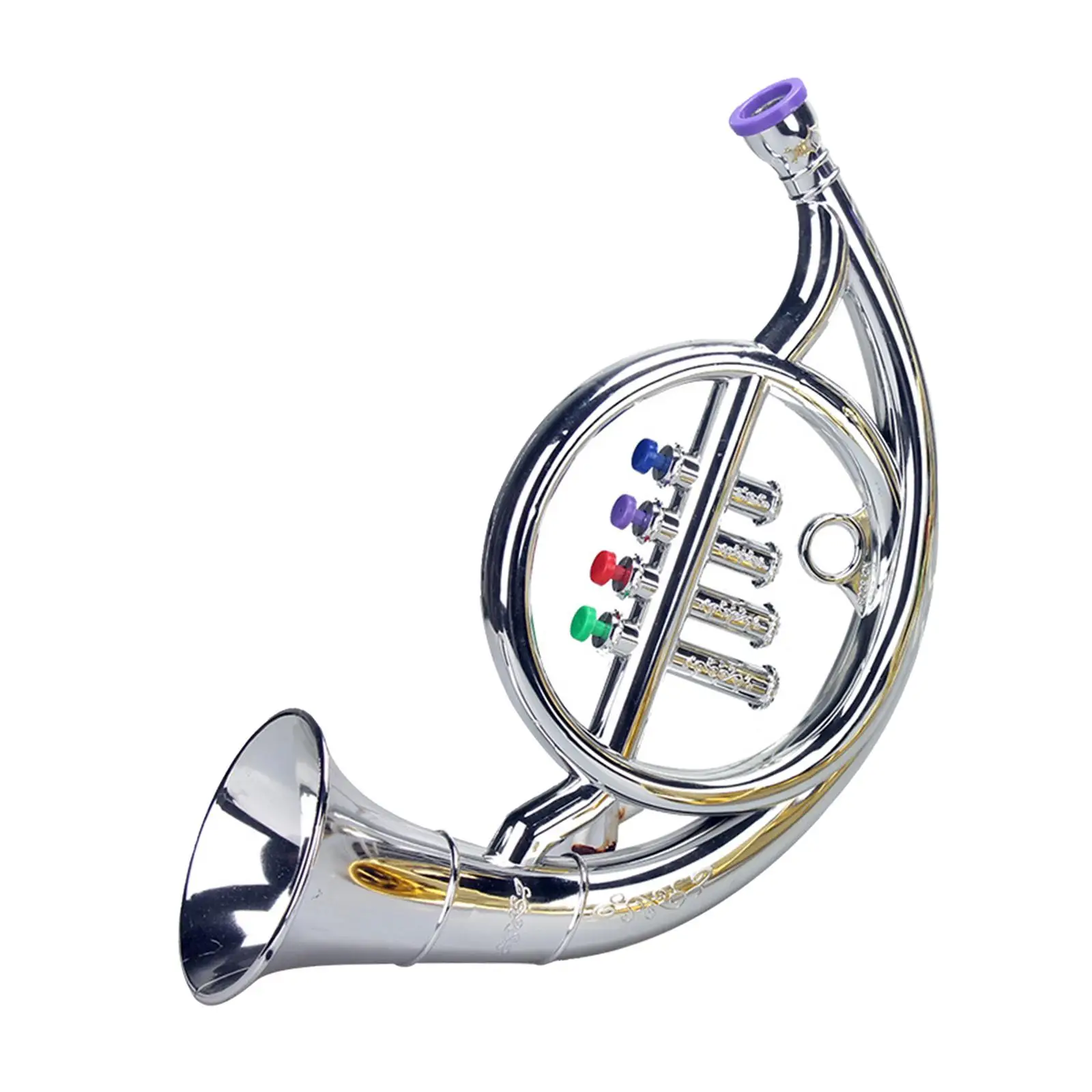 Musical 4  ABS Metallic Game Toy Mini Props Simulation Wind Instruments French Horn for Party 3 Years And Up Preschool Boys
