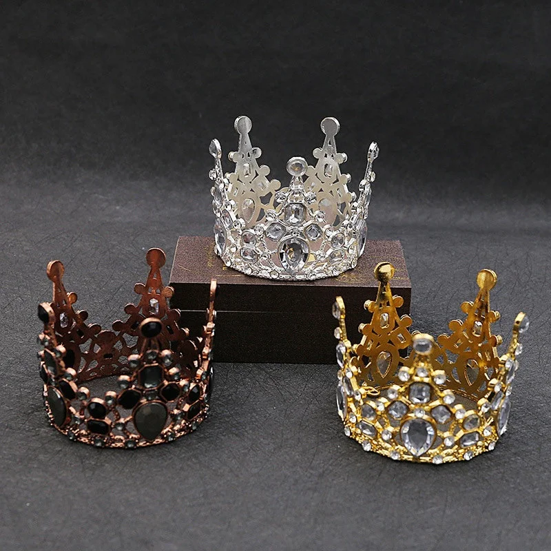 1PC Braut Hochzeit Tiaras Kristall Kleine Krone Geburtstag Kuchen Backen Dekorative Kopf Schmuck kinder Kleine Haar Zubehör – Detail 5