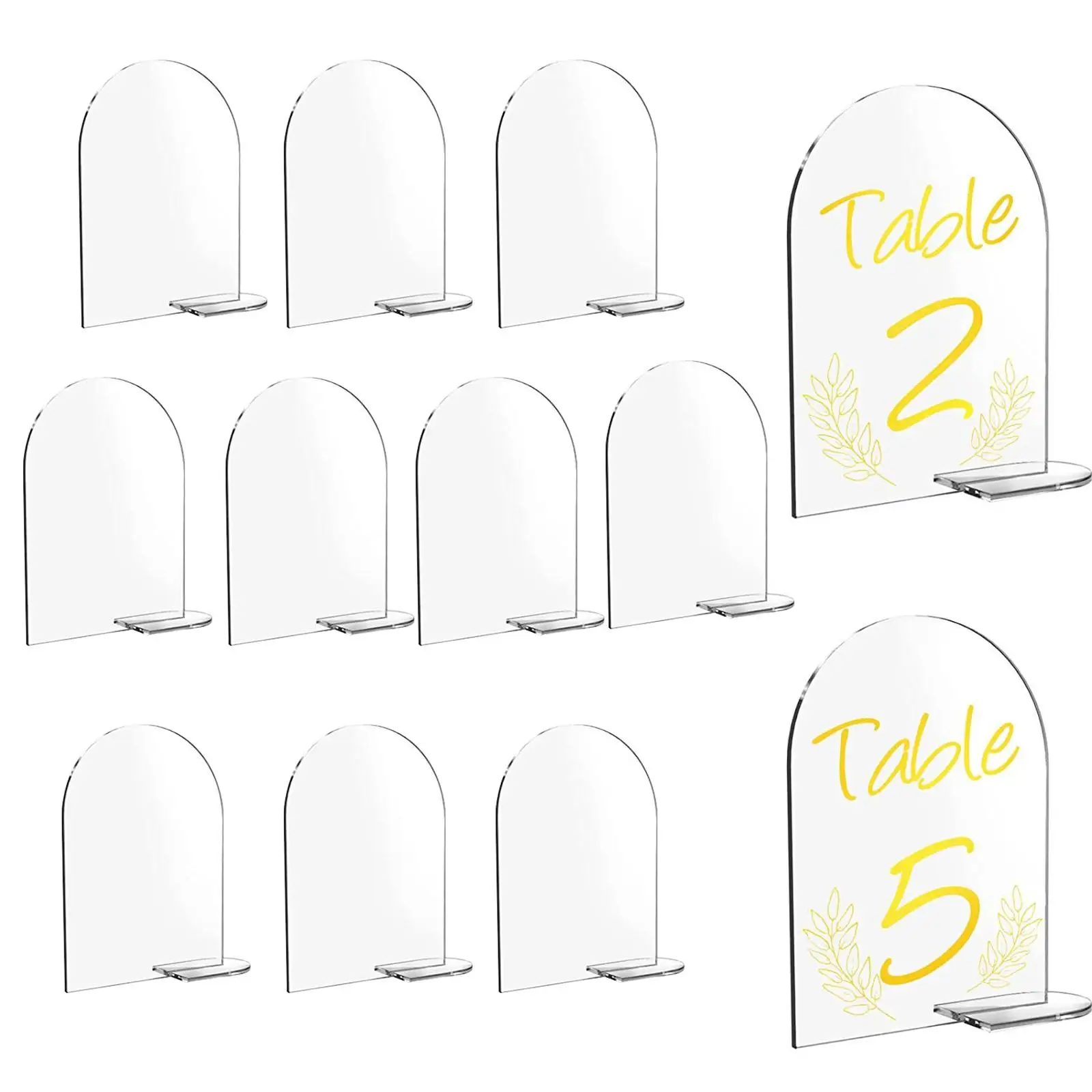 10Pcs Acrylic Place Cards Table Numbers with Holder Blank Signs for Party