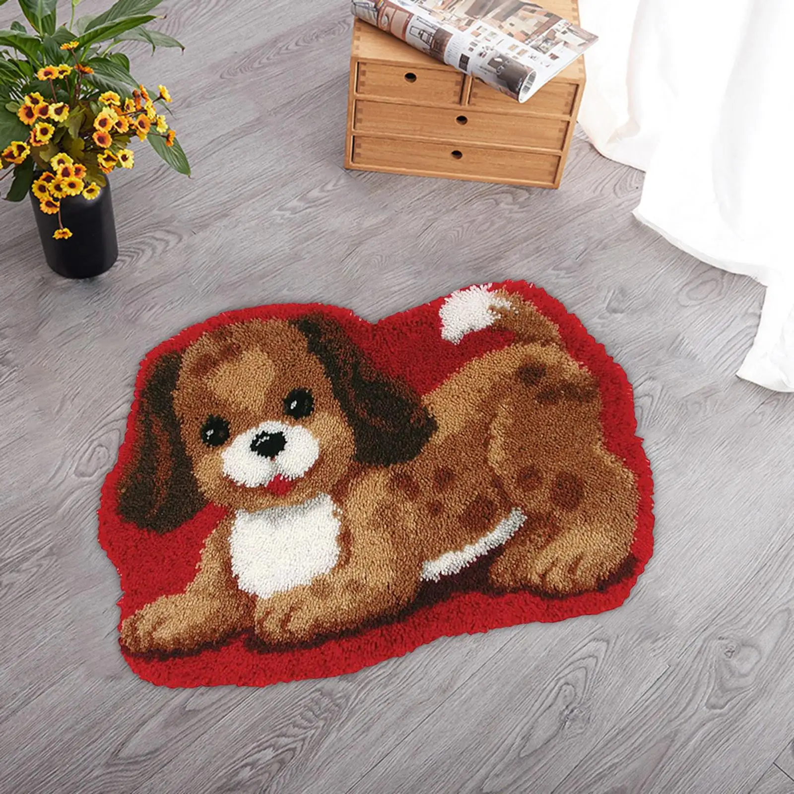 Latch DIY Rug Making Kit Embroidery Carpet Set Cute Puppy for Carpet Adults