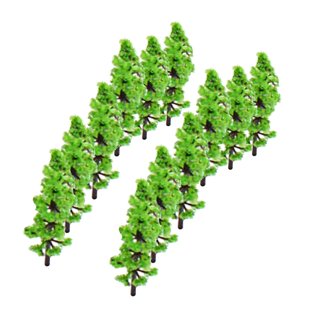 Set of 10 1:160-1:220 Fir Tree Models for Railway Layout 3.6cm