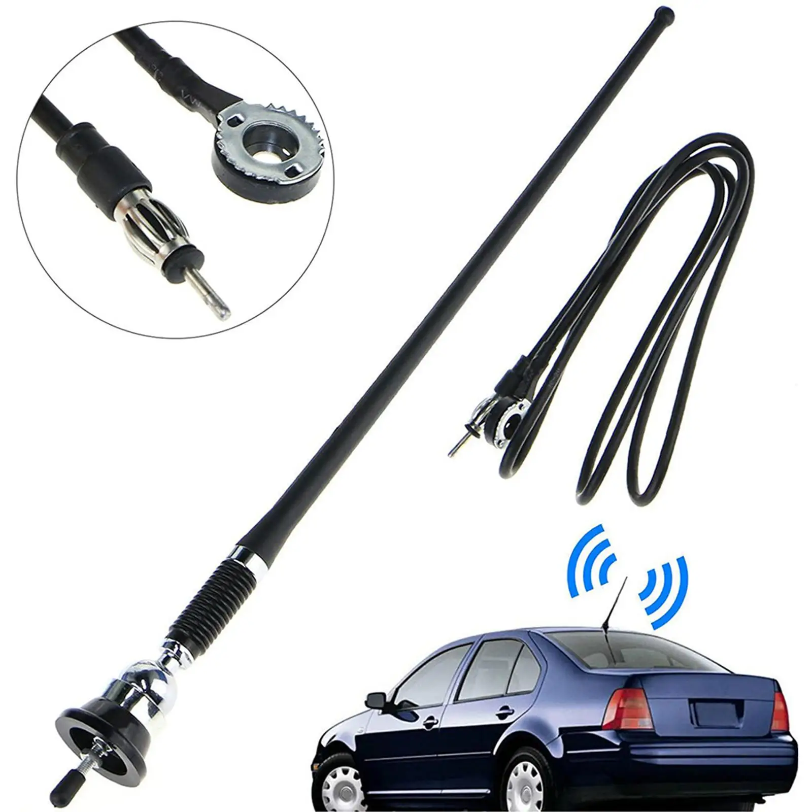 Universal Car Radio Antenna AM FM Roof Fender Mount Replacement Auto Aerial Flexible Mast for Truck SUV Vehicles Automotive