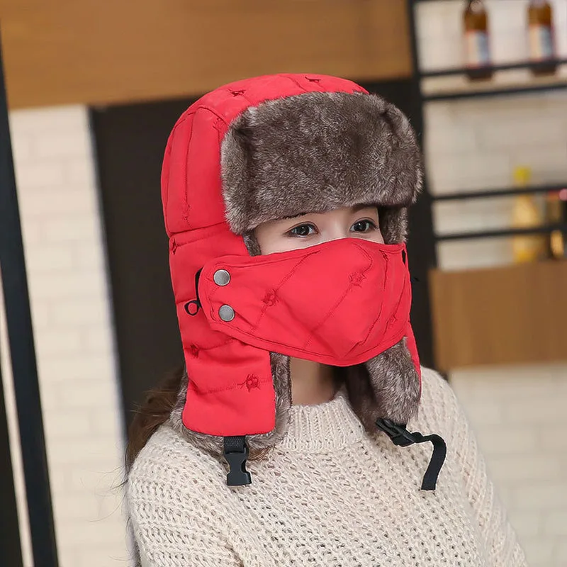 waterproof bomber hat 2022 New Fashion Winter Men's Winter Lei Feng Hat Trendy Women's Ear Cap Kitten Embroidered Fall/Winter Mask Hat mens aviator hat fur