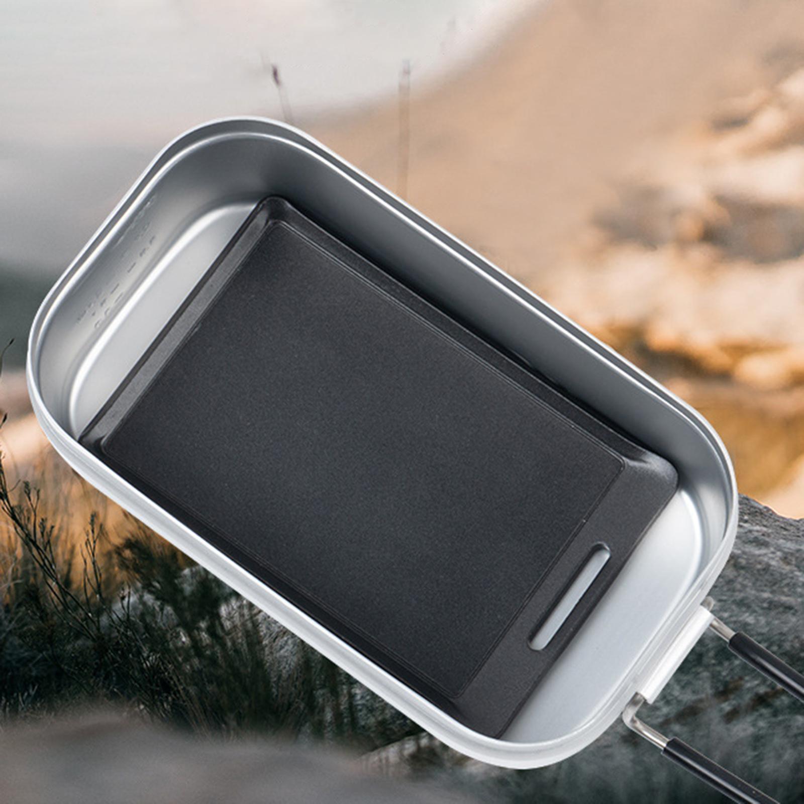 Iron Grill Pan Griddle Plate Non-Stick Coating Meat Steak Grill Grilling Tool Home Kitchen for Barbecue Camping Cooking Outdoor