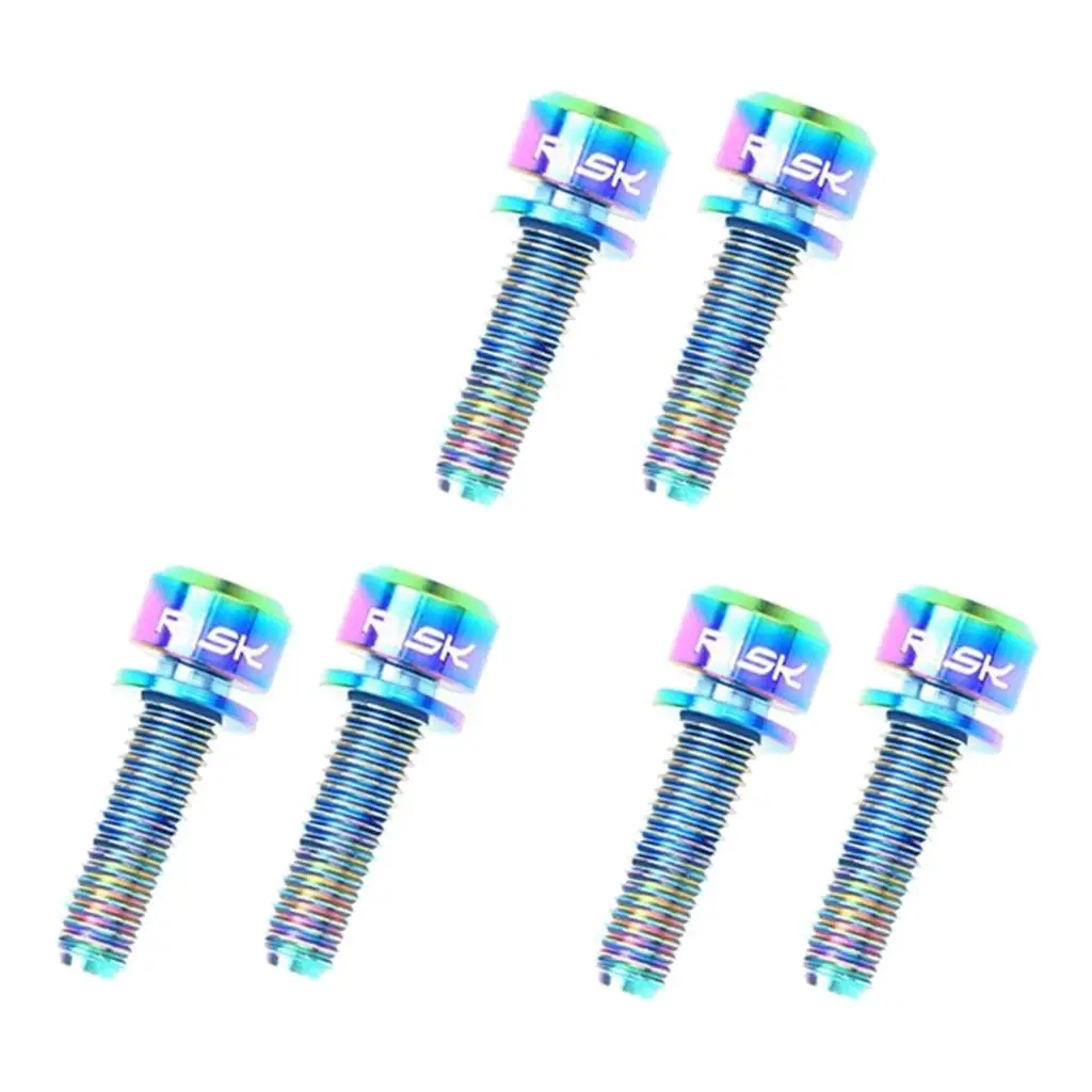 6 Pieces Fixed Gear Bicycle Handlebar Stem Screw Bolt Tapered Head Bolt Screw with Washer -  Various Colors & Size