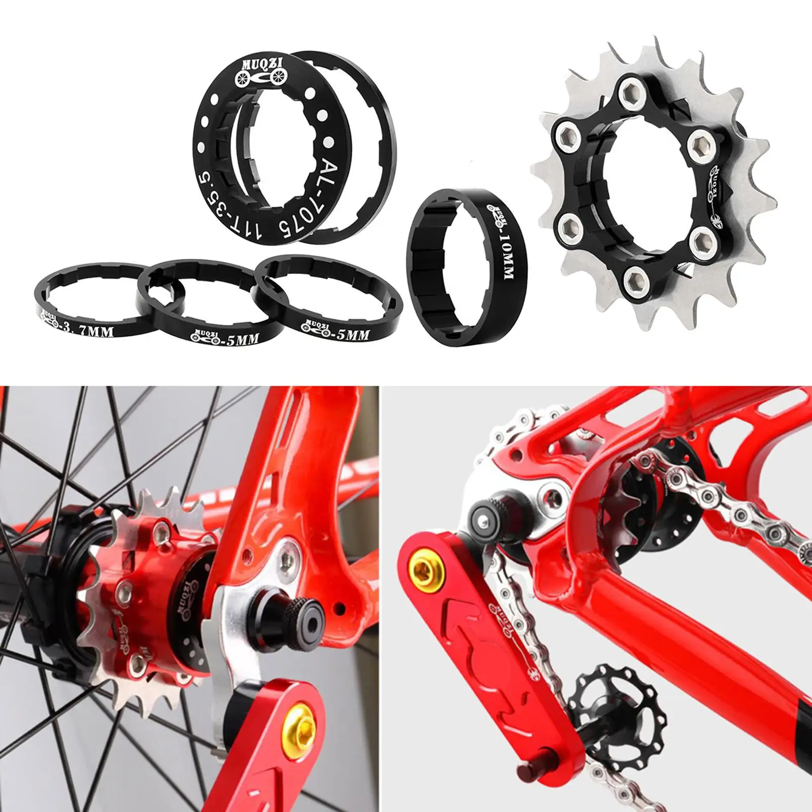 Bicycle 16  Flywheel Set High Strength Aluminum Alloy Cassette Component Removeable Cog Fixed Parts Sprocket Gear for MTB BMX