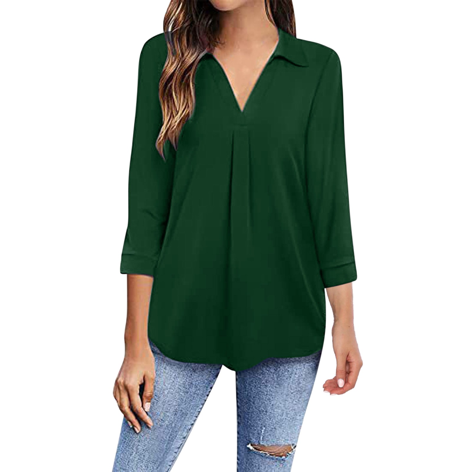 Black V-neck Pullover Top