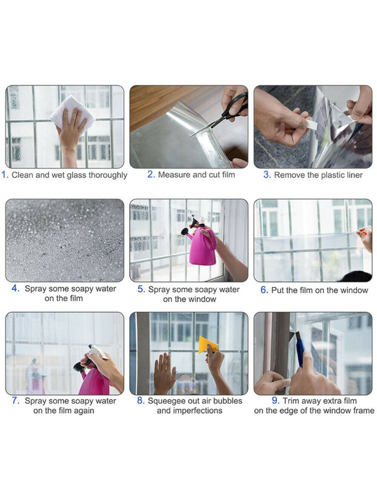 Description Picture 3 of itemBlue Glass Window Film Self Adhesive Heat Insulation Translucent Transparent Building Home Glass Decorative Stickers