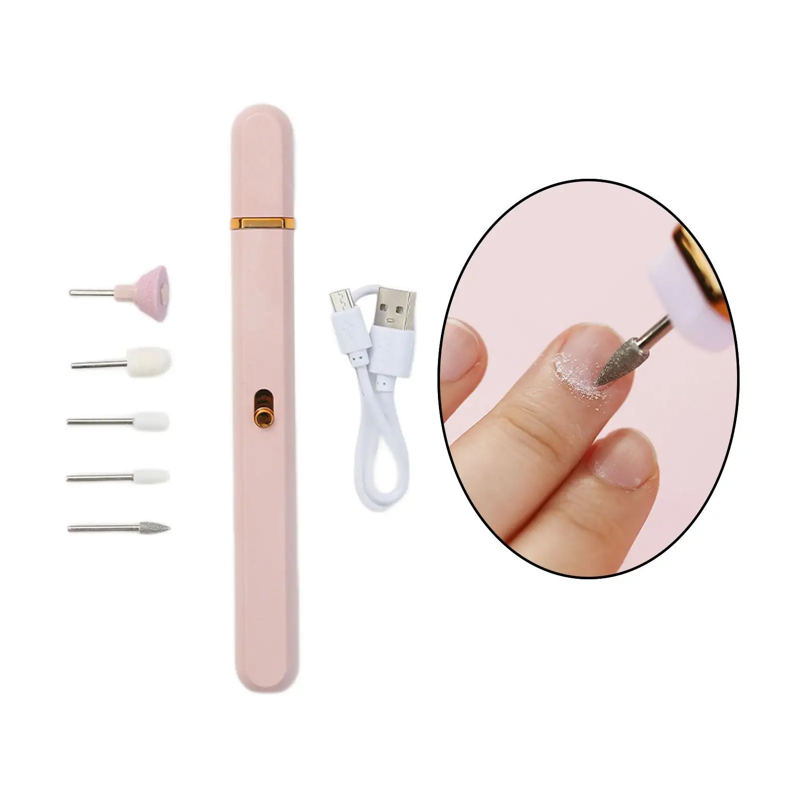 Electric Nail Drill Set Gel Remover 5 Replaceable Heads with Light Nail Polishing Machine for Nail Polish Peeling Professionals