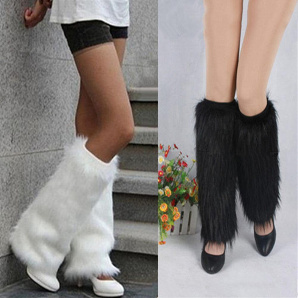 Description Picture 3 of itemWinter Women's Warm Fashionable Faux Fur Leg Warmers Solid Color Long Leg Warm Boot Socks Girls Lolita Punk Boot Covers
