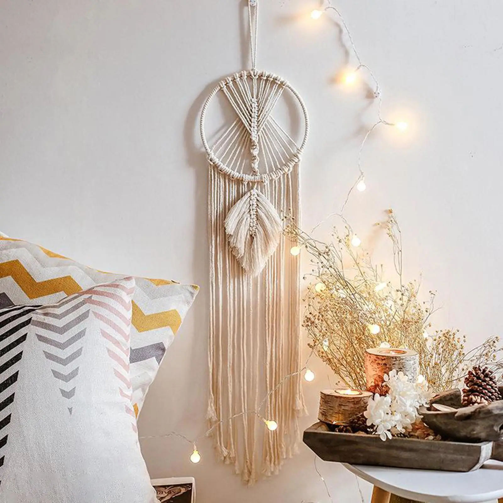 Weave Dream Catcher with Circle Boho Dreamcatcher Cotton Wall Hanging Ornament