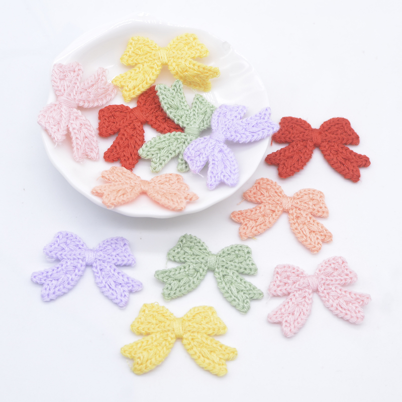 20 Stücke 35*25mm Wolle Fliege Applikation für DIY Kleidung Hut Schuhe Nähzubehör Patches Kopfbedeckung Haarschleife Clips Dekor Zubehör – Detail 1