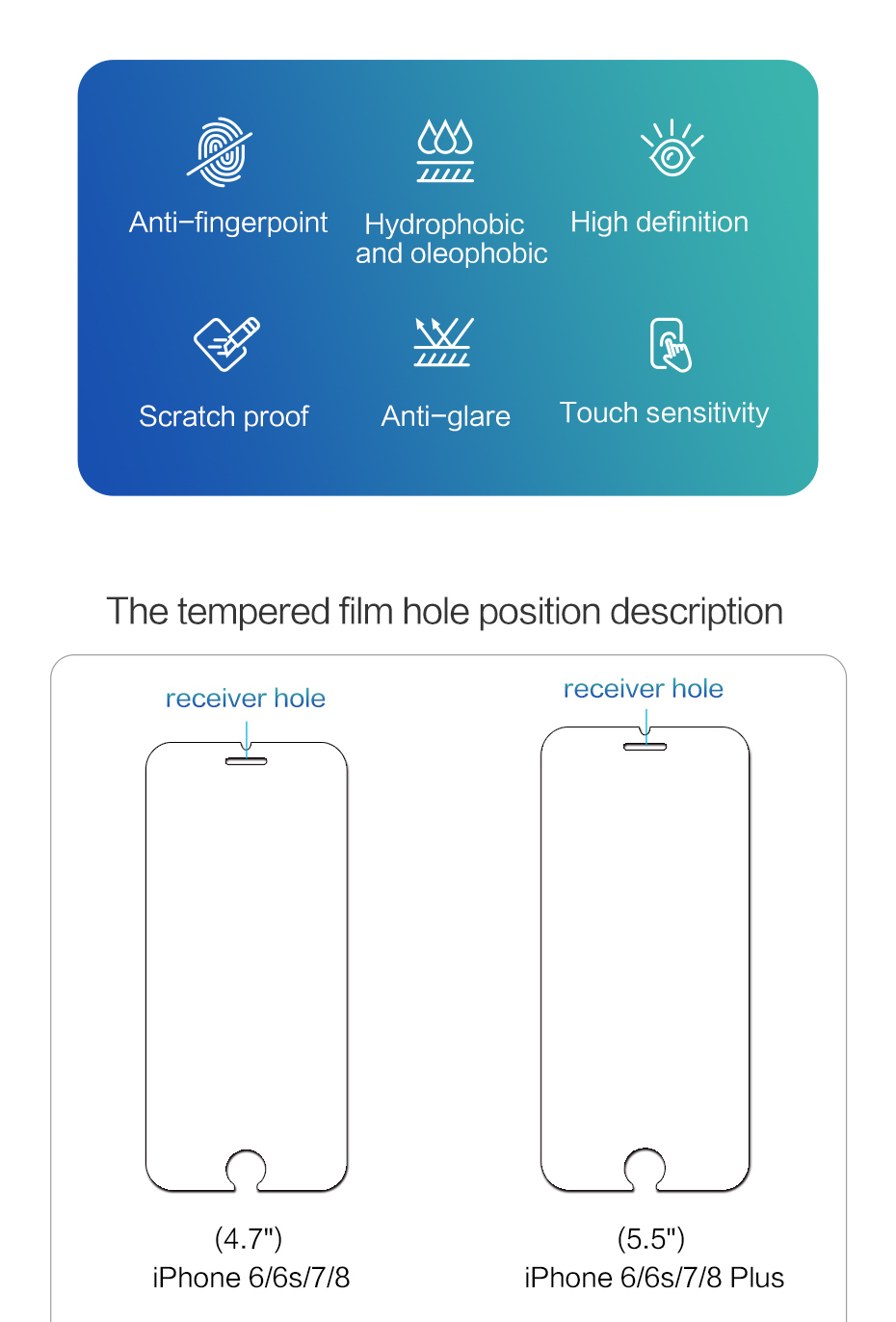 SmartDevil Screen Protector for iPhone SE3 2022 HD Tempered Glass for iPhone X SE 7 8 Front Film Anti Blue ray Glass