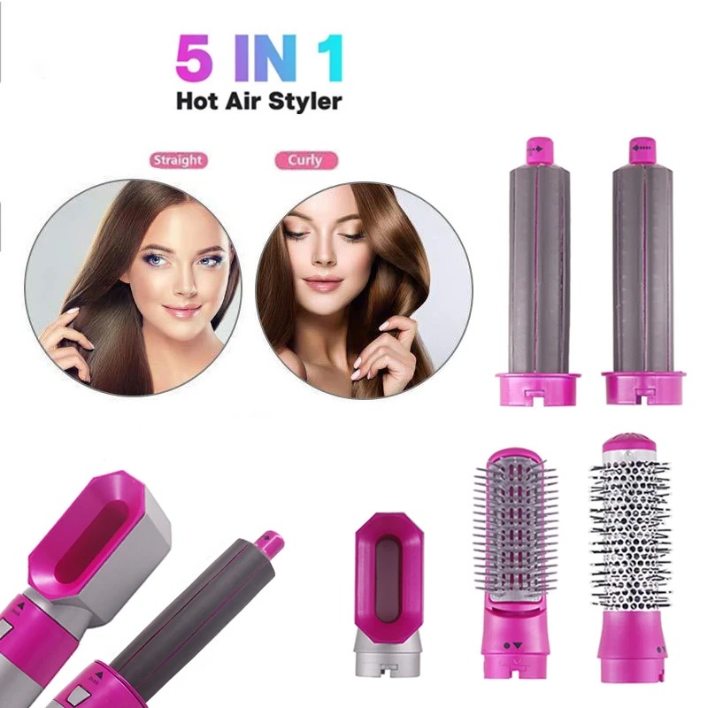 Best of 5 In 1 Electric Hair Comb Hair Dryer Negative Ion Straightener Brush Blow Dryer Air Comb Curling Wand Detachable Brush Kit Home Reviews & Tips