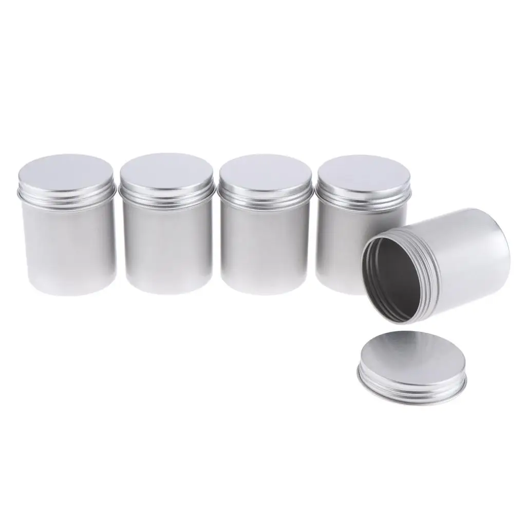 5Pcs 80 ml Silver Small Aluminum Round Lip Balm Tin Storage Jars Screw Lids for Lip Balm, Cosmetic, 