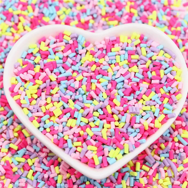 Süßigkeiten-Polymer-Ton-Scheiben, 1 mm, dünn, lang, zylindrisch, heiße Ton-Streusel für Schleim, DIY-Handwerk, winziges Kunststoff-Ton-Zubehör – Detail 12
