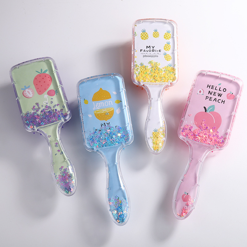 Best of Girl Cartoon Plastic Airbag Comb Quicksand Sequin Hairdressing Comb Plastic Comb Glitter Massage Comb Cartoon Cute Fruit Comb Reviews & Tips