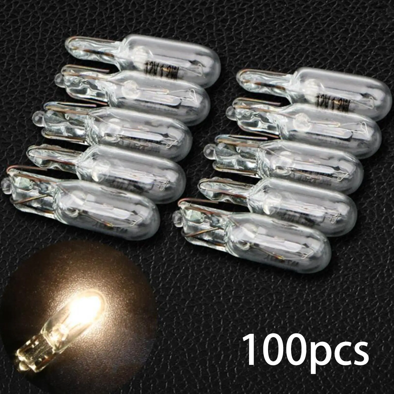 100x T5 Glass Light Bulb Car Lights Lamp Headlights Lamp Car Instrument Panel Brake Light 1.2W 12V Dashboard Bulbs