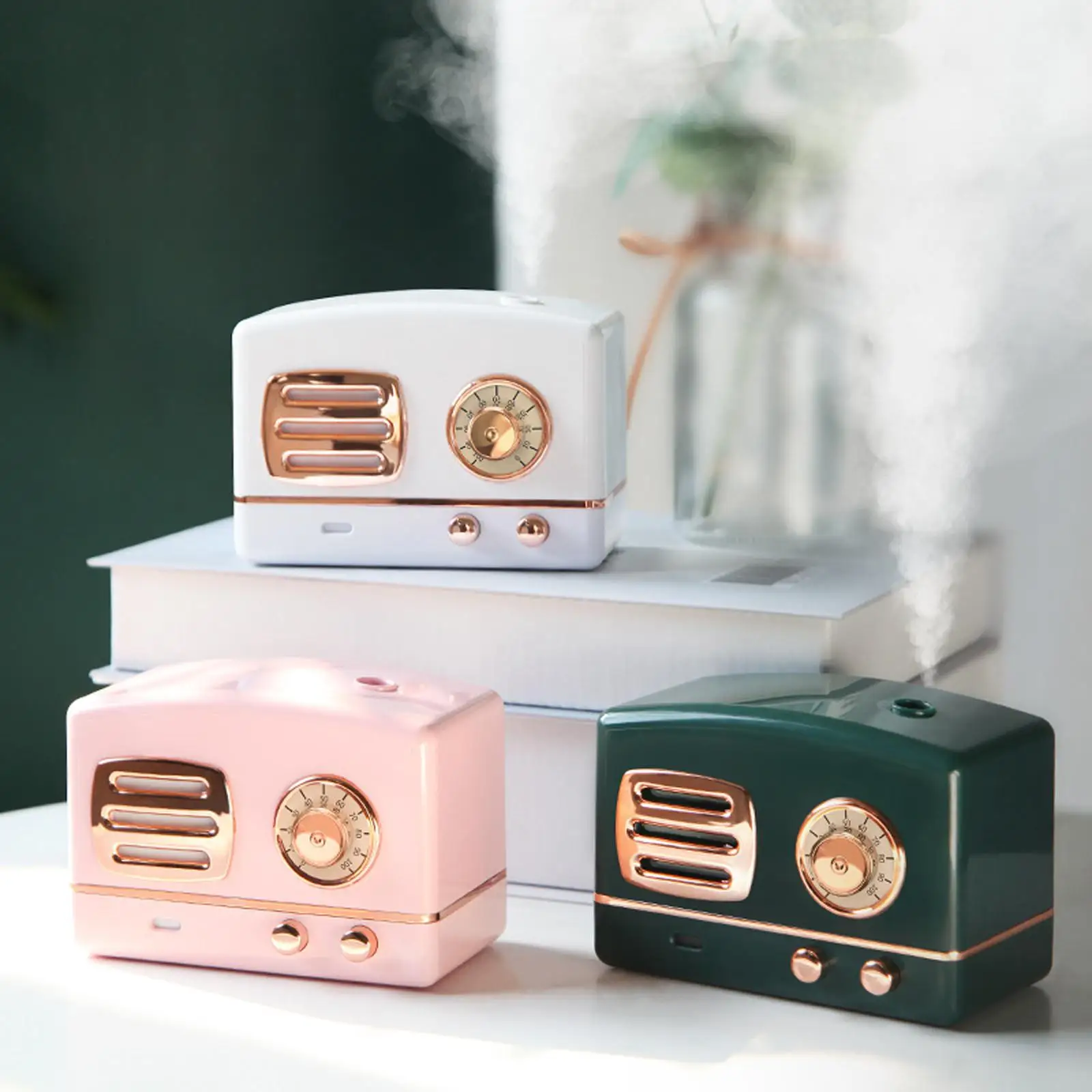 Portable Air Humidifier Aroma Essential Oil Diffuser Retro Quiet USB Night Light for Home Living Room Bedroom Yoga Car