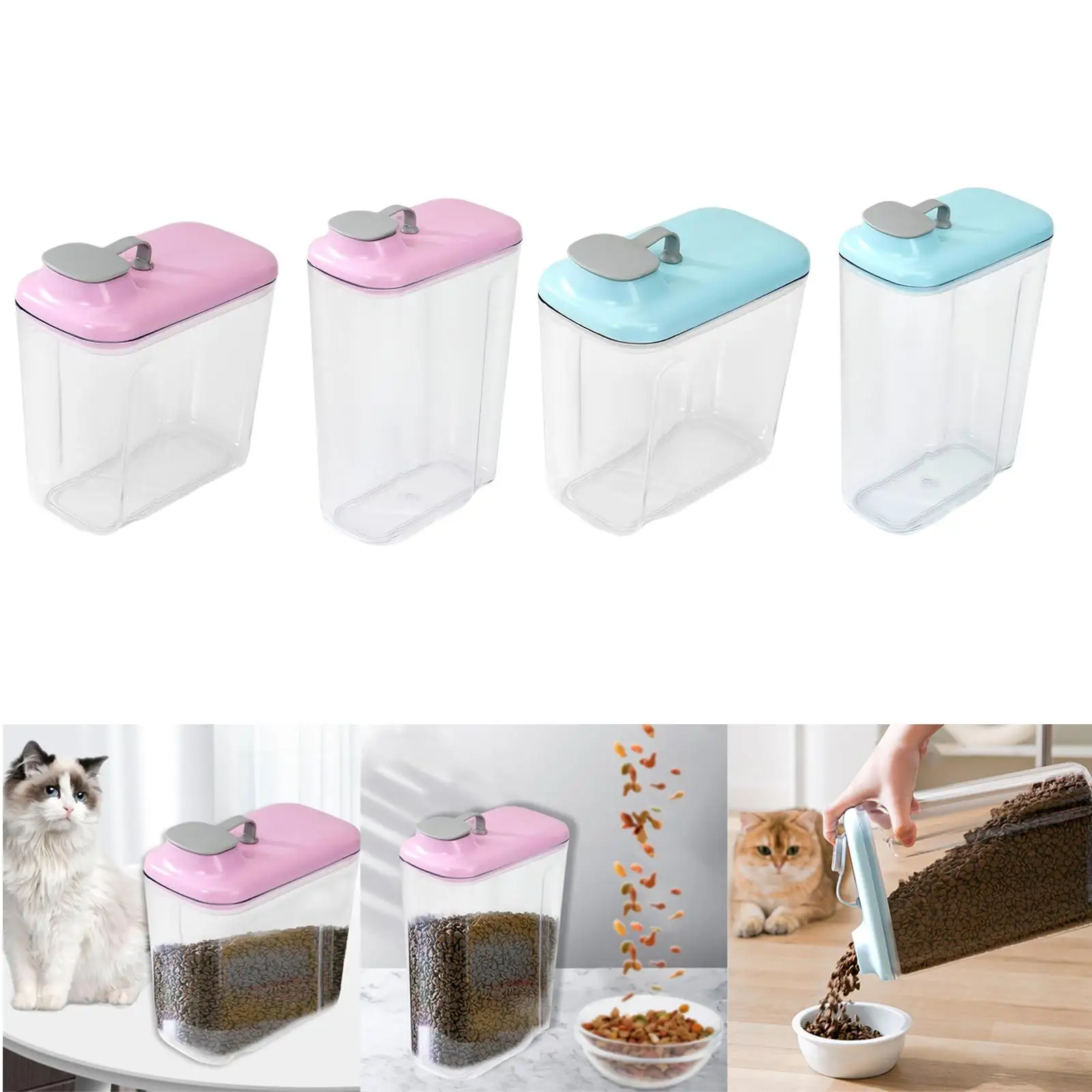Large Airtight Pet Food Container with Lid Bird Animal Plastic Dog Cat