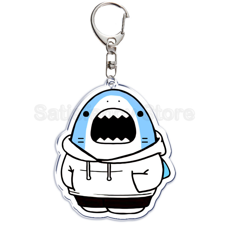 Nette Cartoon Shark Katze Gebraten Garnelen Katze Keychain Brief Schlüssel Kette für Männer Frauen Zubehör Tasche Anhänger Schlüssel Ring Schmuck geschenk – Detail 2