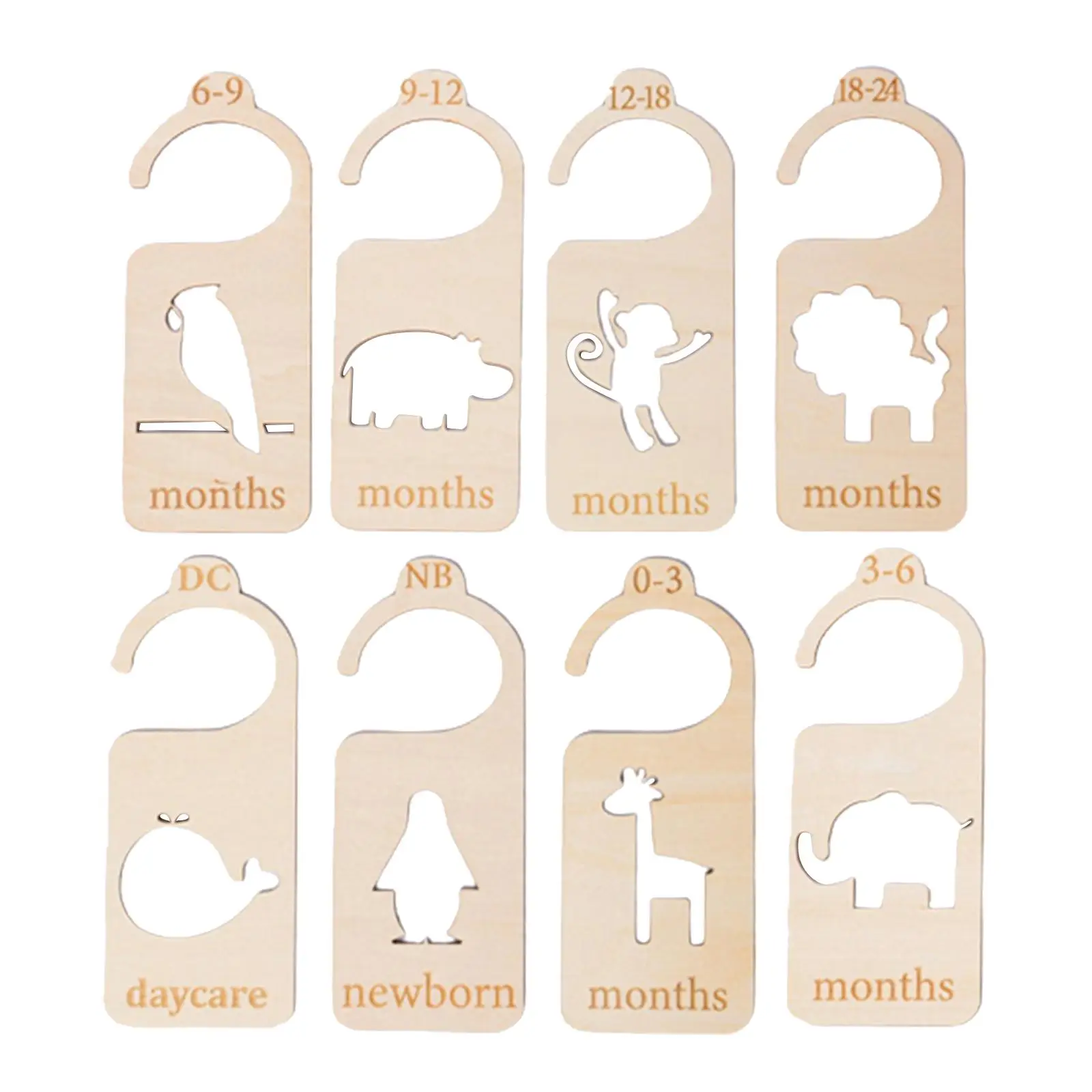 8 Pieces Wooden Baby Closet Size Dividers Cloth Size Organizers Hanger Adorable for Bedroom Clothes Home Wardrobe Nursery Decors