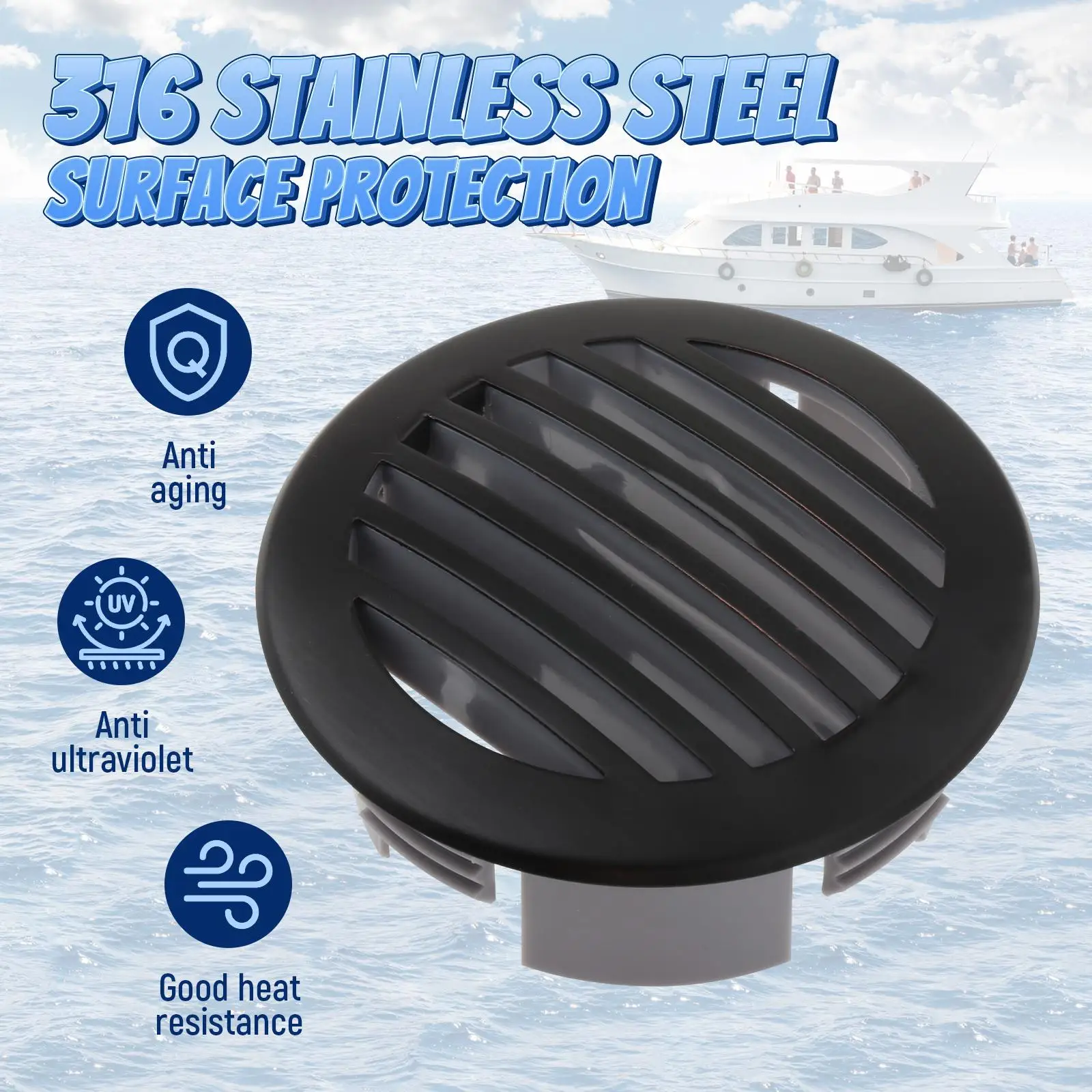 Stainless Grill Vent Cover Replaces Vent Hood Round Durable High Performance Round Air Vent Grille 81932ss-hp for Campers