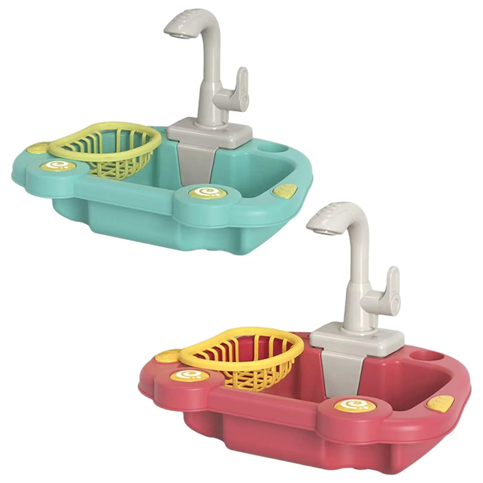 Kitchen Sink Toy Running Water Dishes Electric Faucet Play Set Pans 7L Child
