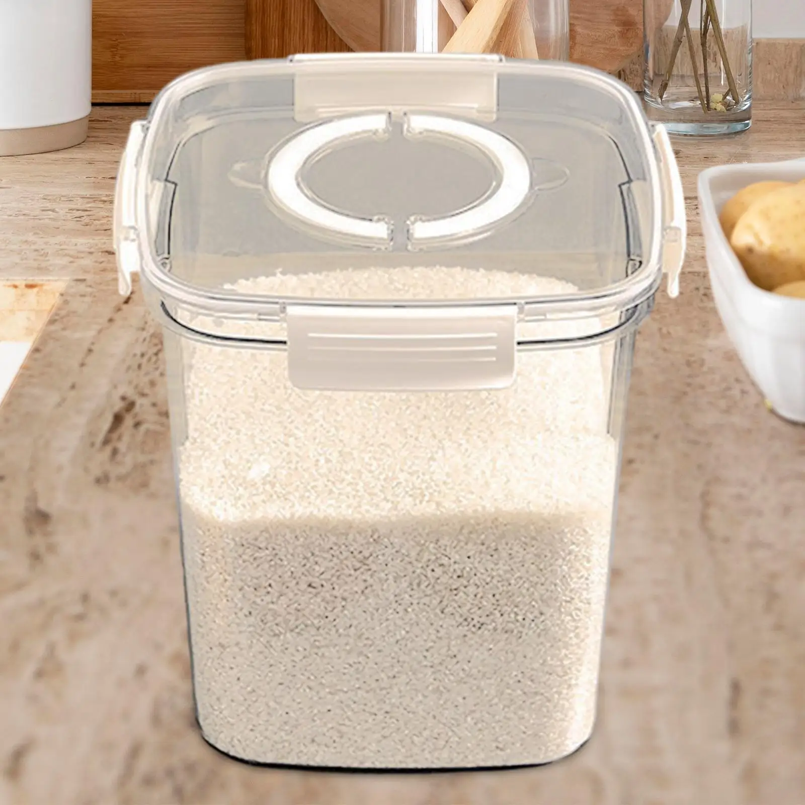 Food Container with The Cup Large Capacity Rice Dispenser Multipurpose Rice Bin for Cupboard Countertop Flour Snacks Rice