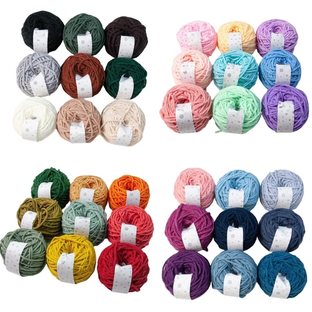 9 Rolls Crochet Yarn Soft Milk Cotton Yarn 9 Colors x 40g Knitting