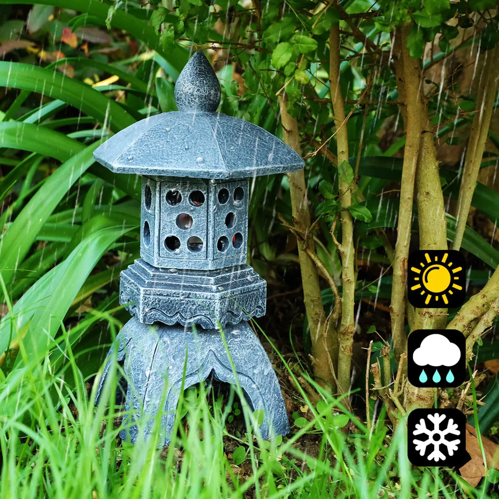 Asian Zen Pagoda Garden Statue Outdoor Japanese Lamp Lantern for Home Garden Landscape Decor