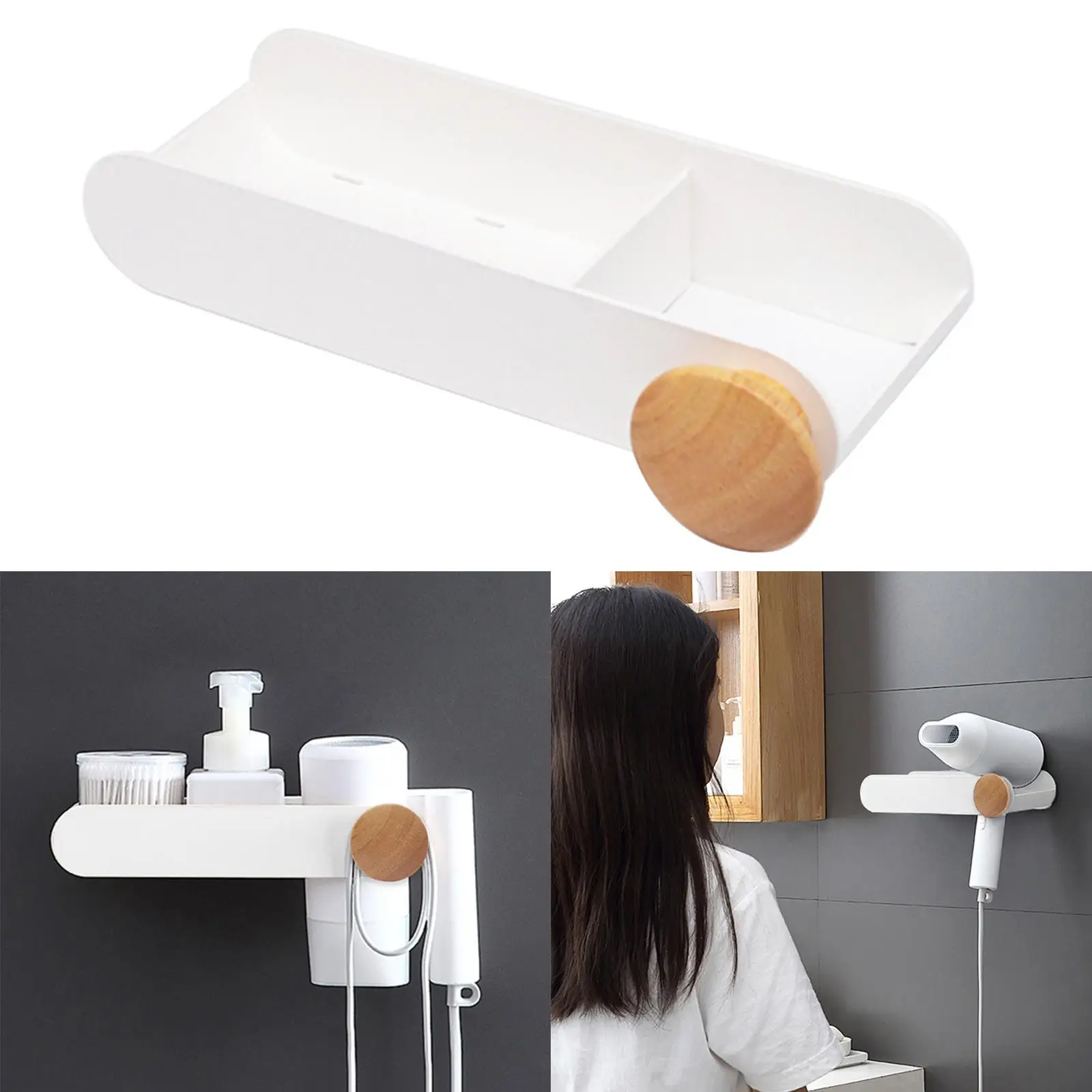 ABS  Hair Dryer Holder  Bathroom Shelf for Comb Hair Care Styling Tool Shampoo Bathroom Accessories Decoration