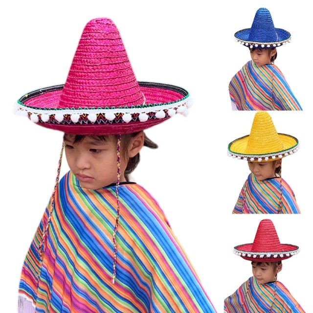 18inch Mexican Sombrero Hat, Straw Hat Mexican Costume Sombrero Kids Cinco  de Mayo Spanish Fiesta