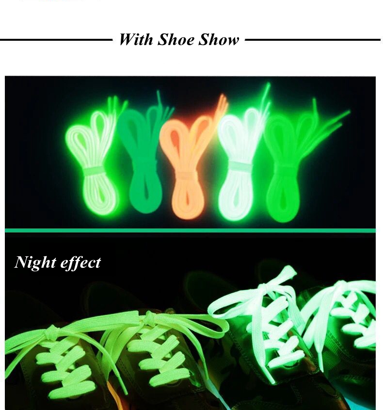 1 Pair Luminous Shoelaces Flat Sneakers Canvas Shoe Laces Glow In The Dark Night Color Fluorescent Shoelace 80/100/120/140cm