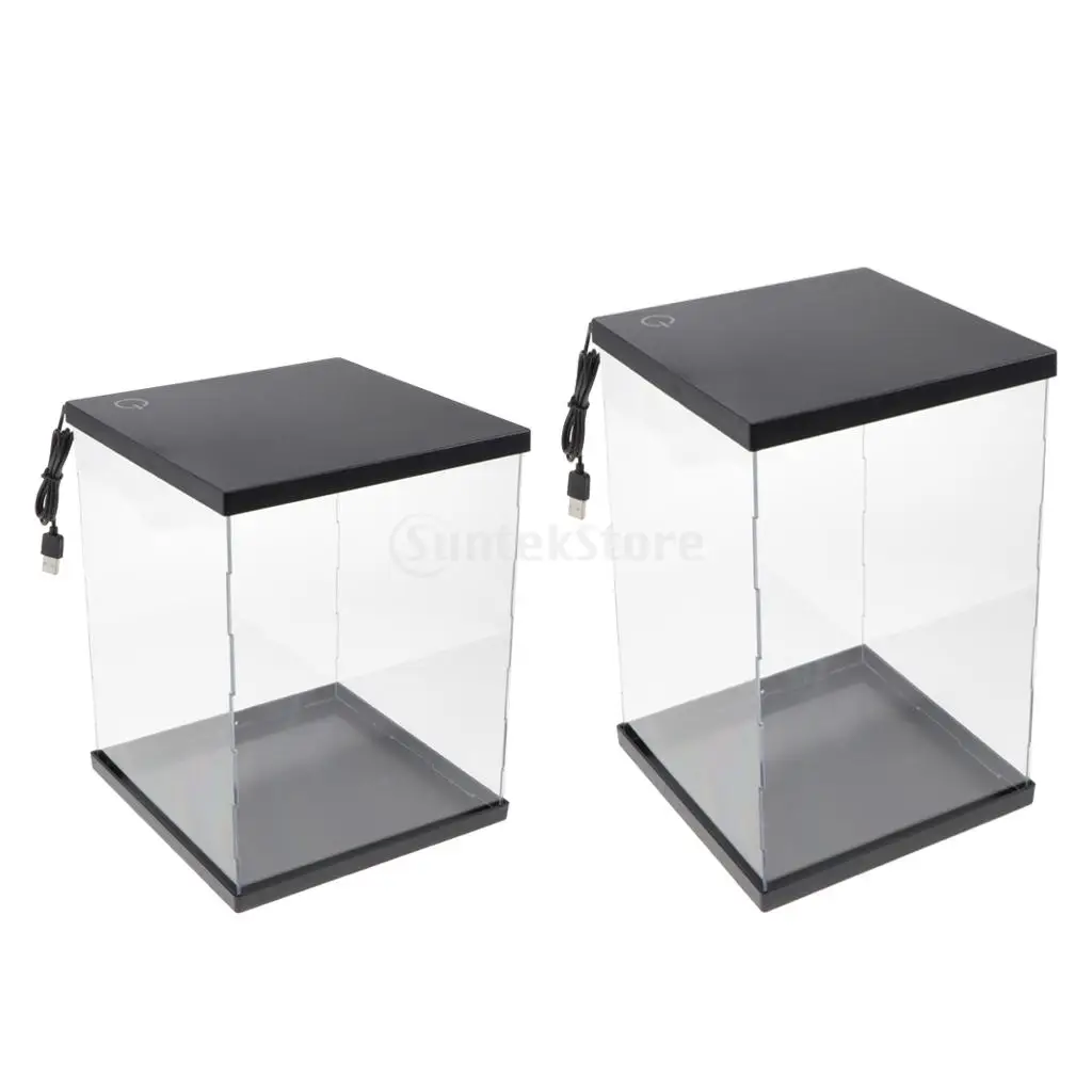 Clear Display Case Showcase with LED Light Storage for Model 