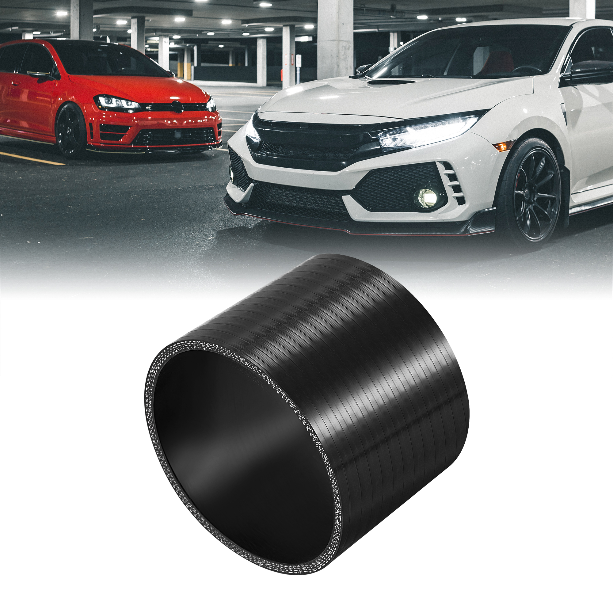 UXCELL 25/28/30/32/35/38/45/48/51/54/57/60/63/65/68/70/80/89/102/127MM Auto-Silikonschlauch Gerades Turbo-Ansaugrohr Schwarz 76*5MM – Detail 1