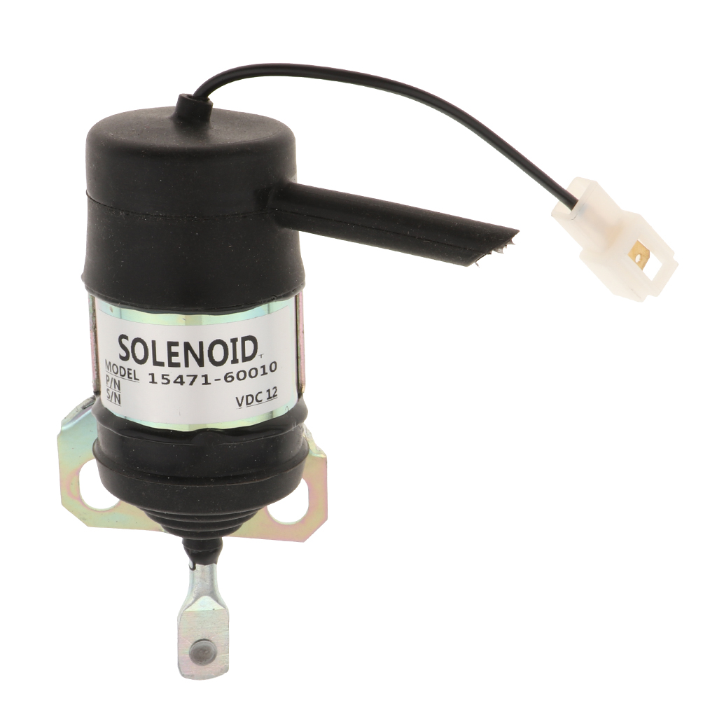 12 Volt Fuel Shutdown Solenoid Cut Off Solenoid for Kubota B1750 L4200 15471-60010 - Silver