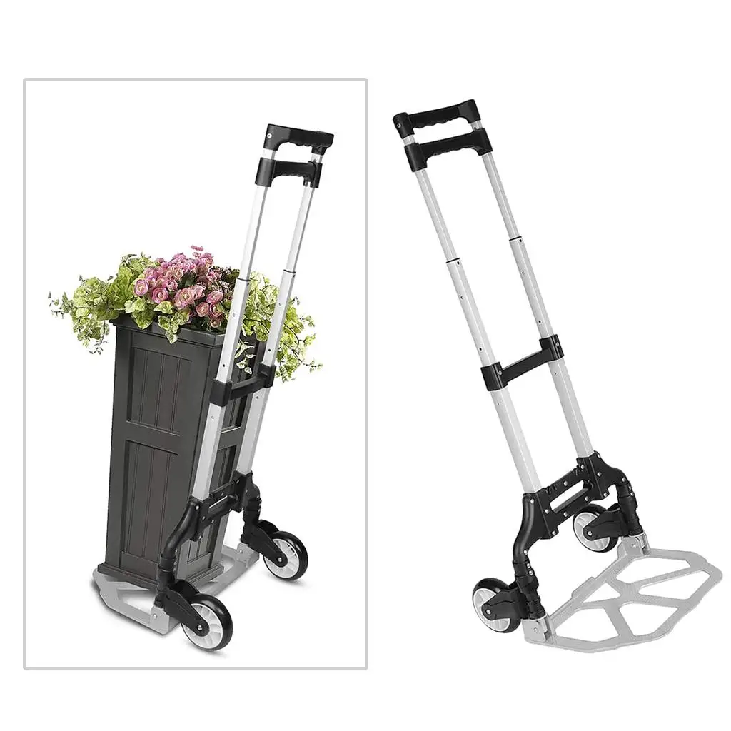 Heavy Duty Aluminum Alloy Folding Hand Truck Portable Barrow Trolley Travel Luggage Shopping Cart