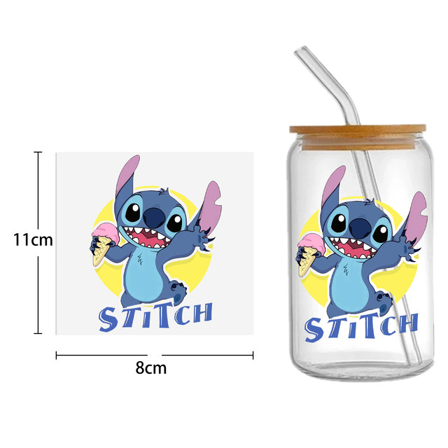 Disney Stitch san valentino Design UV DTF Sticker per 16ozCup Wrap Transfer  Sticker etichetta personalizzata Logo fai da te autoadesivo - AliExpress