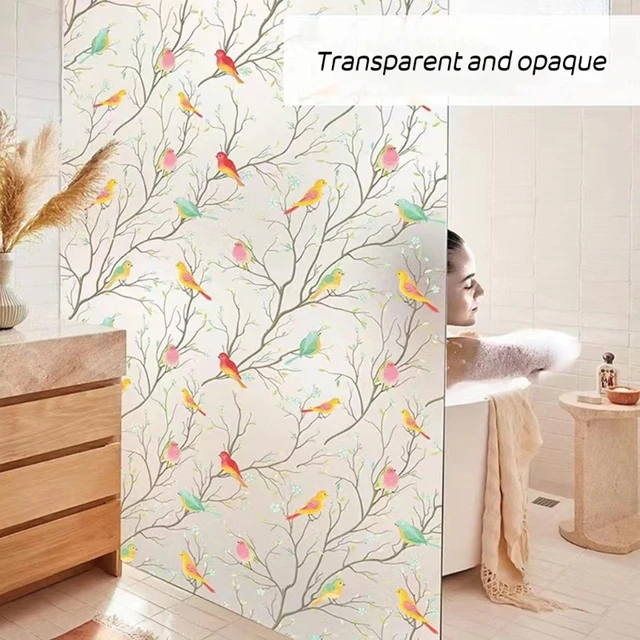 Coavas Privacy Window Film Stained Glass Window Film Non-Adhesive Frosted  Glass Film Decorative Static Cling Window Film for Home UV