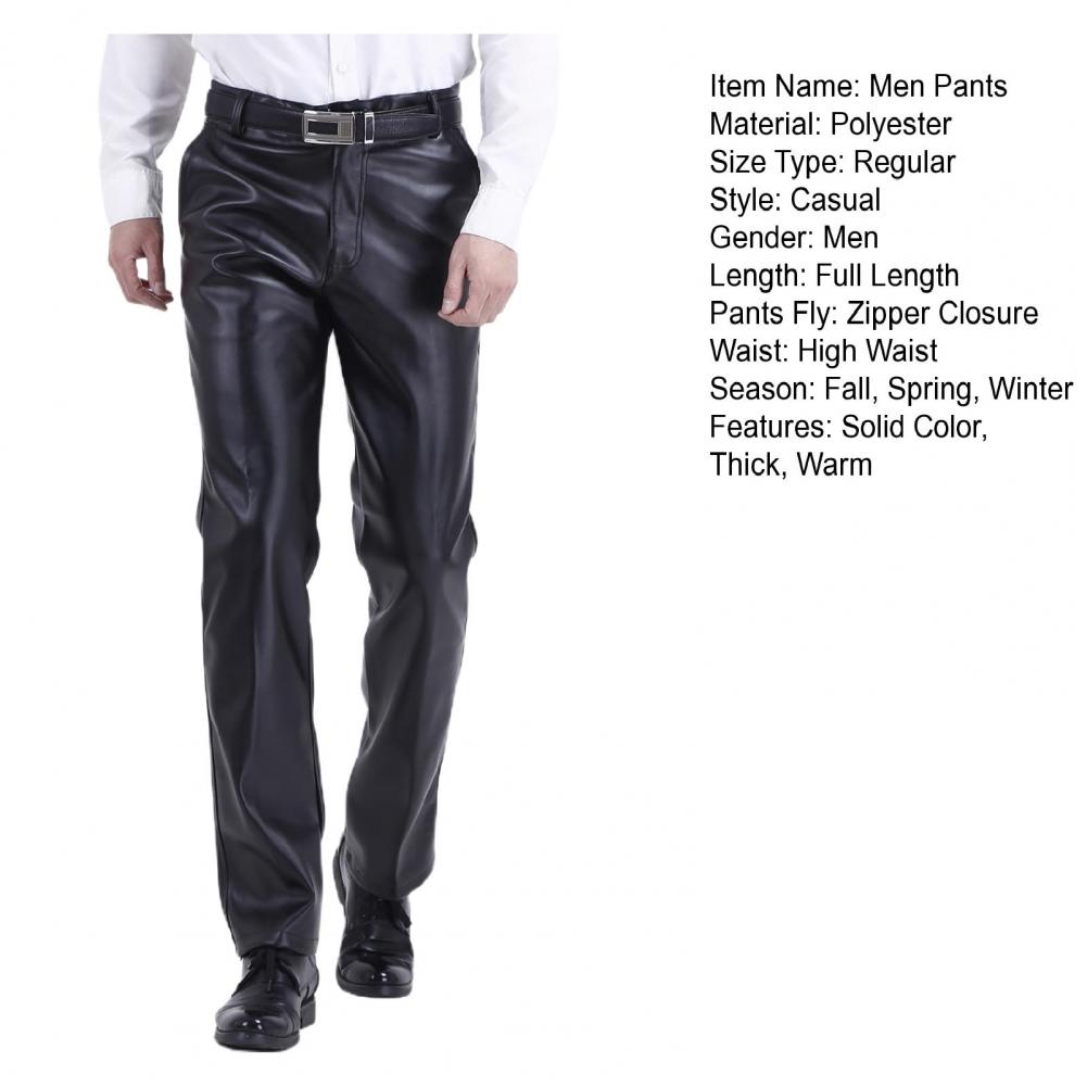 Description Picture 3 of itemHigh-quality Fabric Men Trousers Solid Color Men Trousers Fashionable Men's Spring Autumn Pants High Waist Zipper Closure