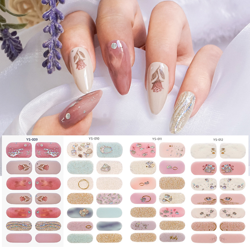 Best of Nail Stickers Fashion Wraps Self Adhesive Manicure Decoracion Nail Strips Set Art Net Red Nail Stickers Oil Film Cute Flower Reviews & Tips