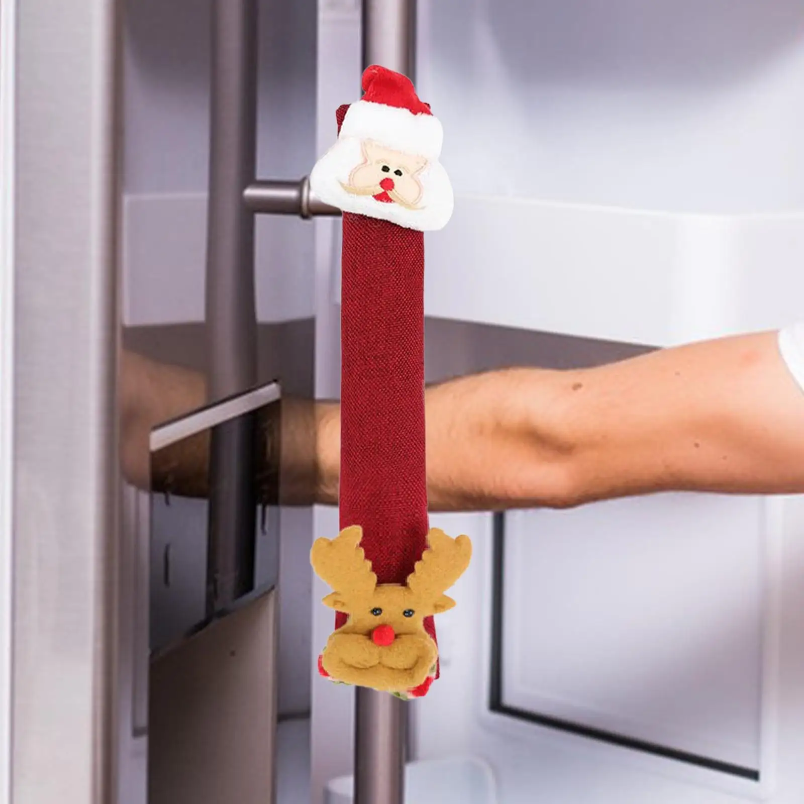 Christmas Refrigerator Door Handle Covers Holiday Decoration Door Pull Gloves for Home Fridge Christmas Oven Kitchen Appliances