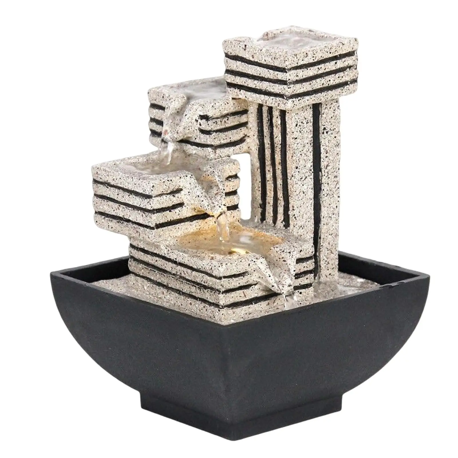 4 Tiers Tabletop Water Fountain Cascading Rockery Fountain Indoor Waterfall
