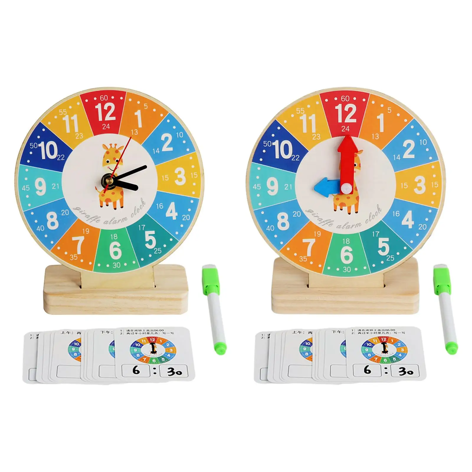 Wooden Clock Toy Teaching Clocks for Kids for Kindergartner for 3 4 5 Year Old