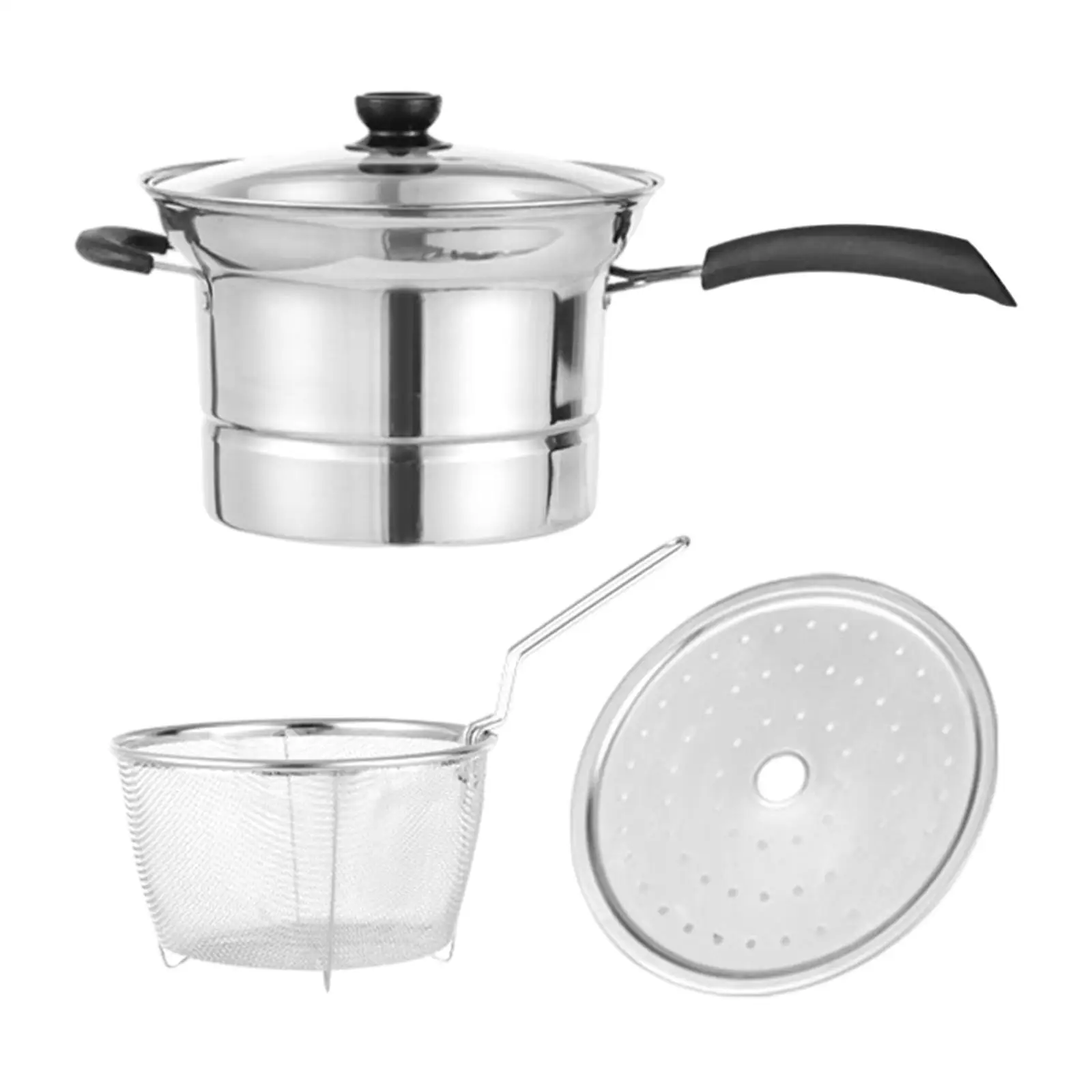 Deep Fryer Kitchenware Multifunction Pan Deep Fryer Cooking Pot with Strainer Basket for Dining Room Camping Home Kitchen Party