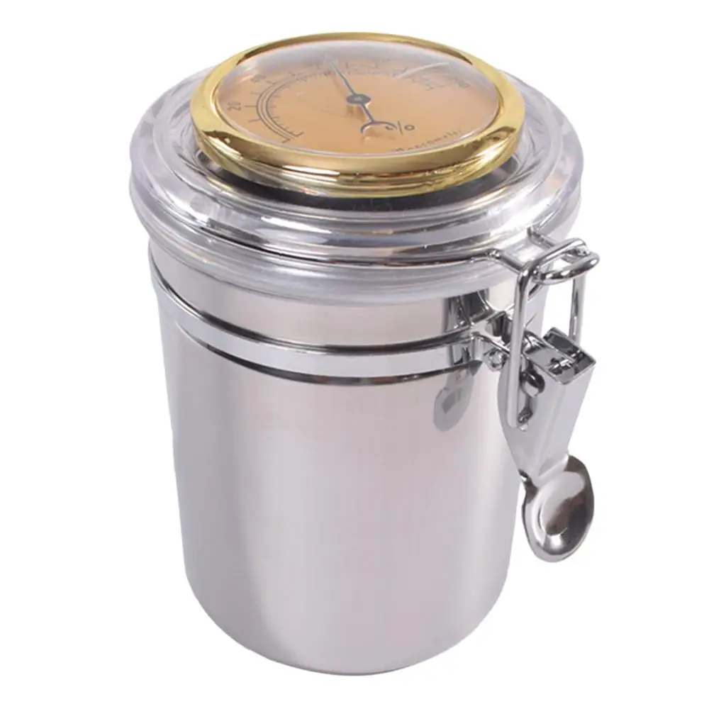 Stainless Steel Cylindrical Cigar Hydrating Tube Cup Humidor W/ Hygrometer