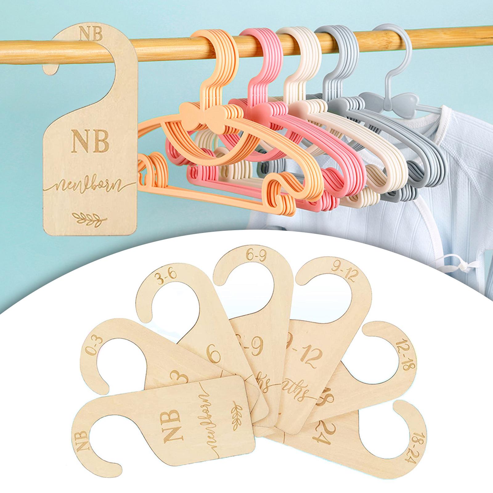 7 Pieces Adorable Wooden Closet Divider Organizer Hanging Clothes Dividers for Photo Props Boys Girls Baby Infants Newborn