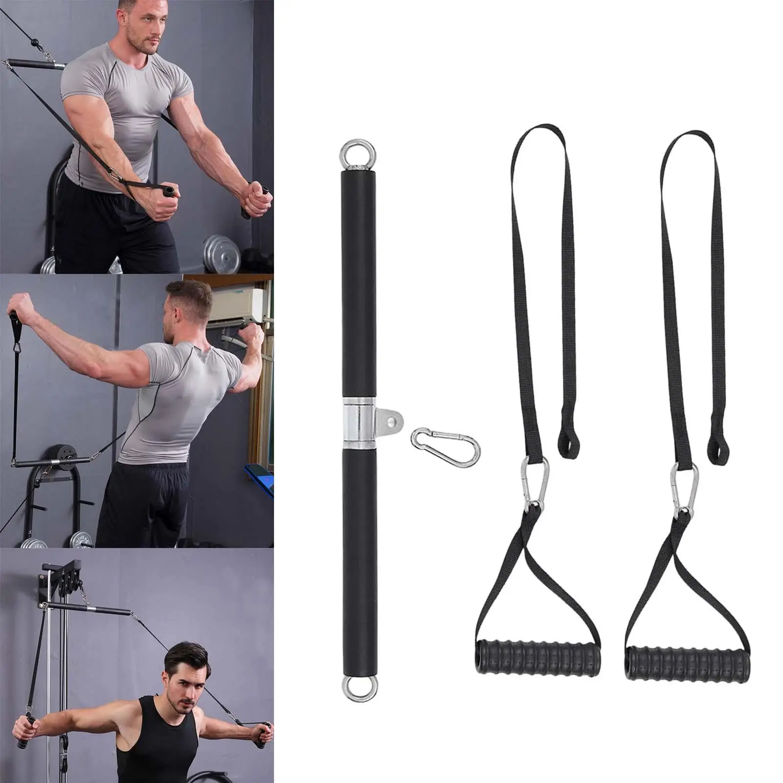 Tricep Rope Straight Bar Pully Cable Machine Accessories Workout Tricep Hand Grip Handles