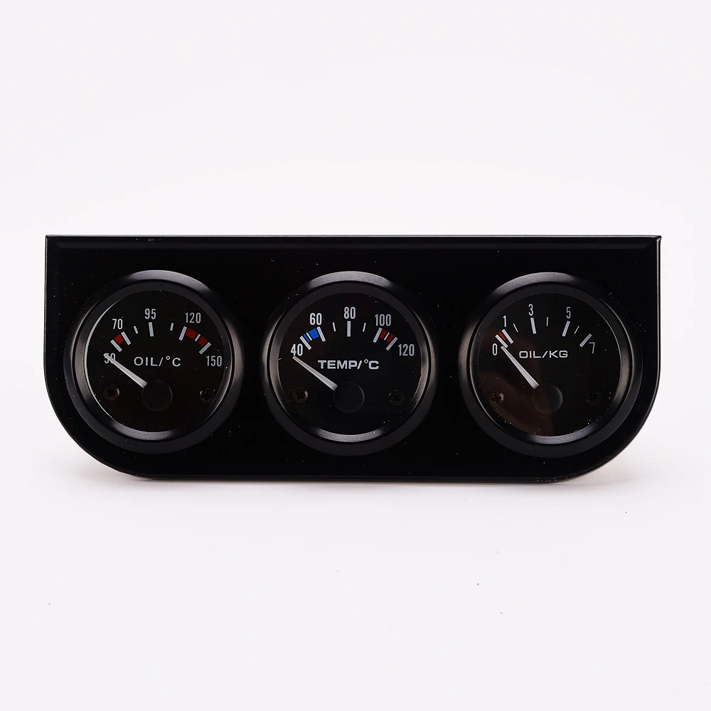 52mm Triple  oil Temp Oil Pressure Water Temp Meter Testing, Dial , Black Bezel